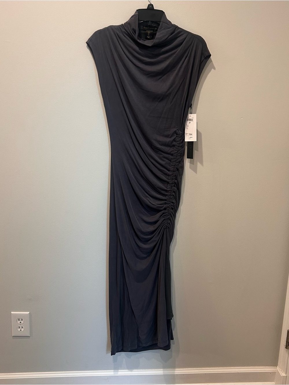 House of Harlow 1960 Charcoal Ruched Maxi Dress